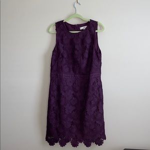 NEW Ann Taylor loft sheath dress purple lace 12